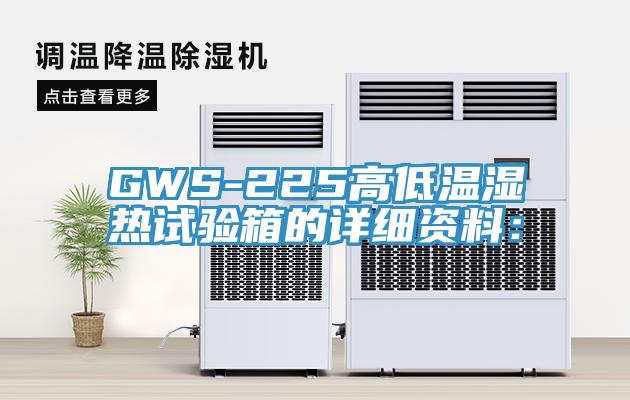 GWS-225高低溫濕熱試驗箱的詳細資料：