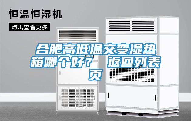 合肥高低溫交變濕熱箱哪個好？ 返回列表頁