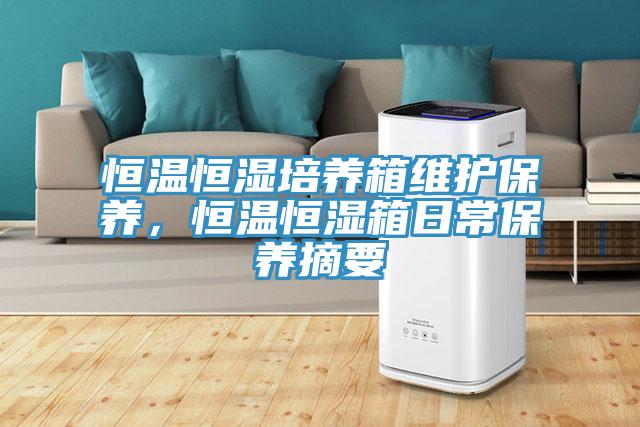恒溫恒濕培養箱維護保養，恒溫恒濕箱日常保養摘要